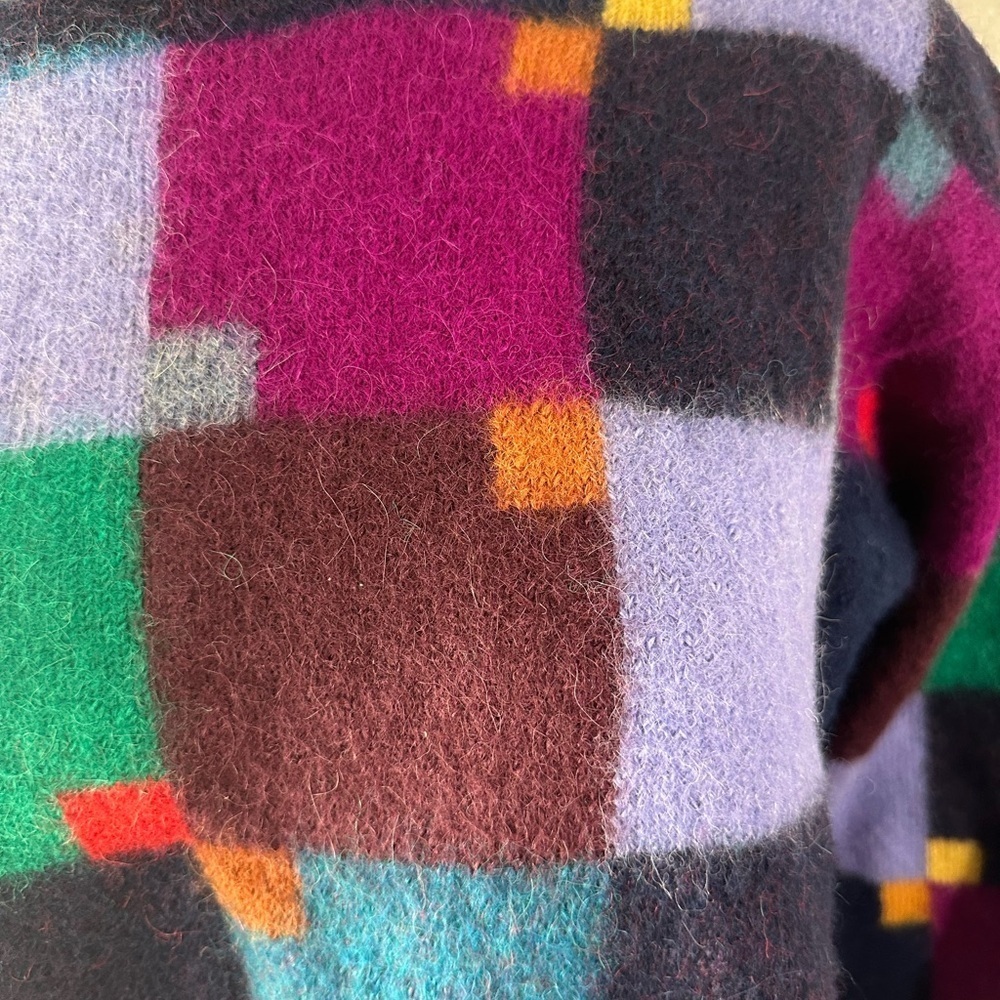 Mon Repos Color Block 100% Alpaca Fuzzy Sweater S… - image 2